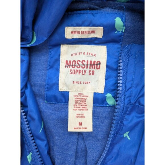 Mossimo Women's Jacket Size M Windbreaker Water Resistant Bird Print Hood - Picture 14 of 16